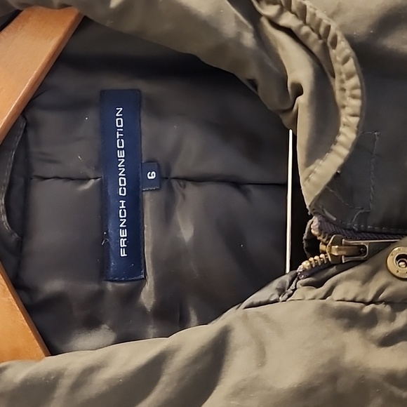 french connection parka heavy long green winter heavy jacket size 6 - Picture 4 of 9